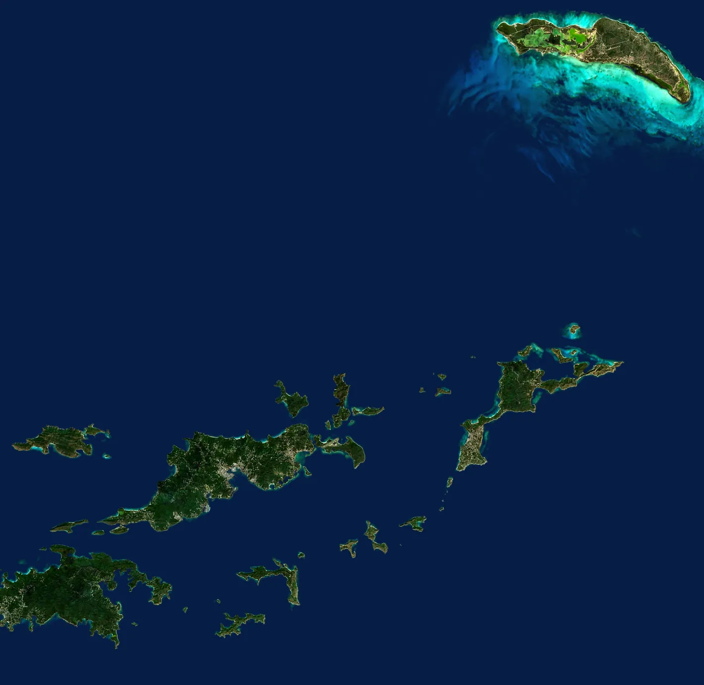 Satellite view of the British Virgin Islands