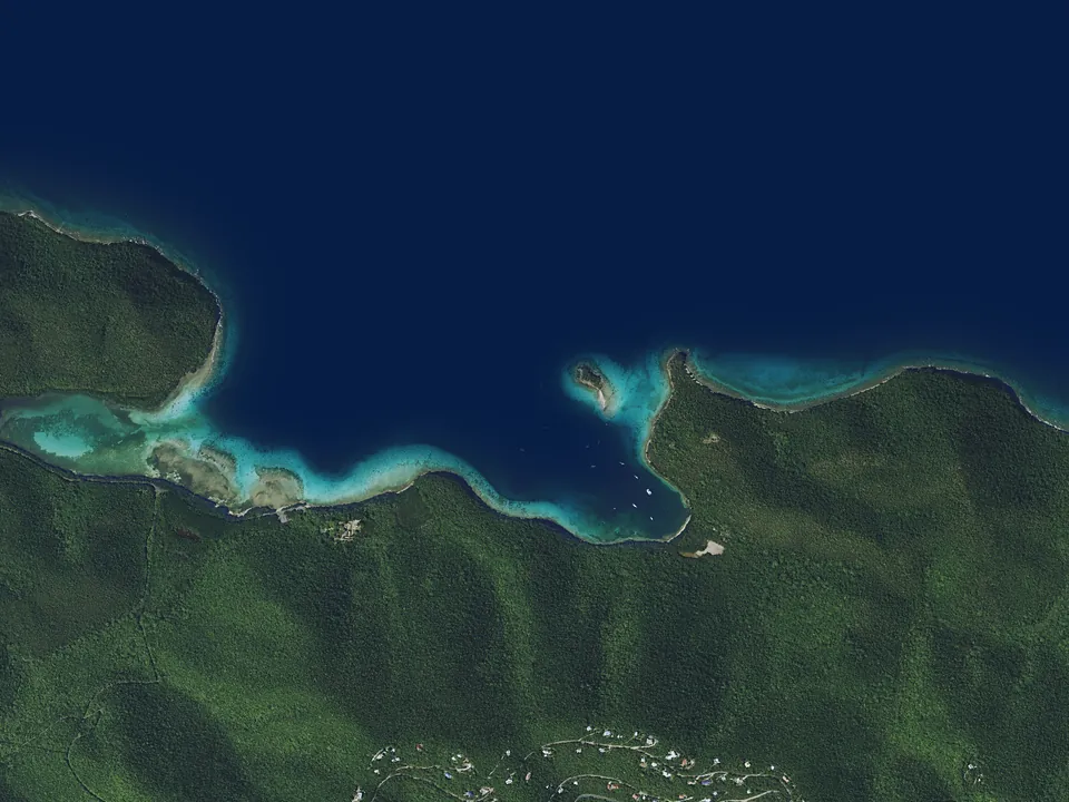 Satellite view of Leinster Bay and Waterlemon Cay
