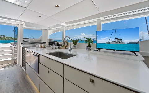 Salon kitchen with views